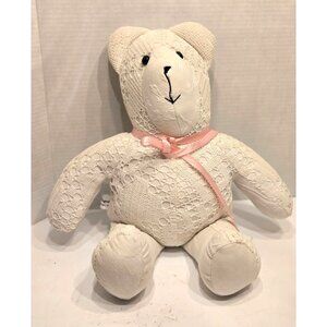Absolutely Super Cute /Cream /Cotton Lace & Ribbon Patchwork Bear - Wedding. Bab